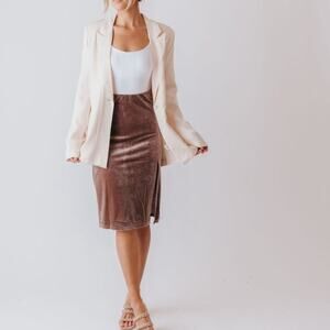 NWT Hem & Thread- Velvet Brown Pencil Skirt-L
